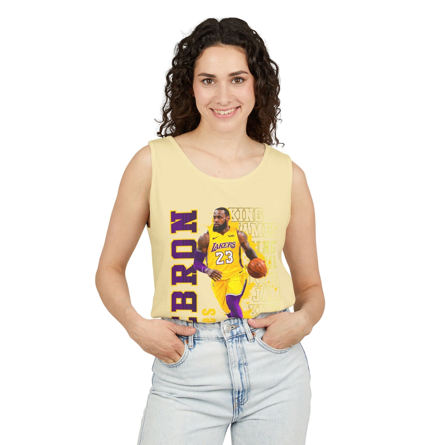 LeBron James Unisex Garment-Dyed Tank Top, Basketball Apparel, Sportswear, Summer Outfit, Fan Gear