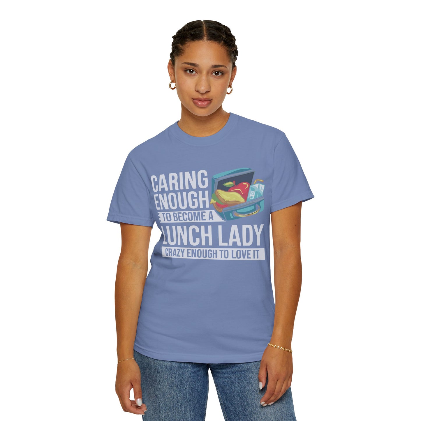 Lunch Lady Humor Unisex T-Shirt, Caring Enough to Become a Lunch Lady, Teacher Gift, Appreciation Gift, Funny T-Shirt, School Staff Tee