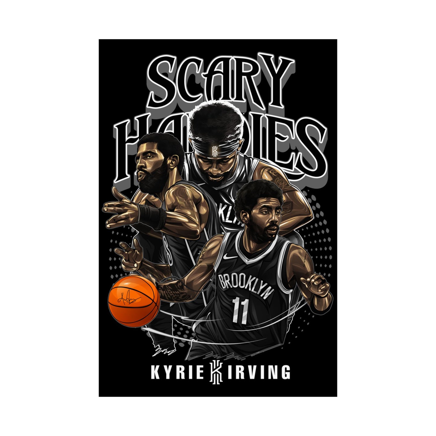 Basketball Wall Art Poster, Scary Hardies, Matte Vertical Print, Sports Decor, Gift for Fans, Home & Office Decoration