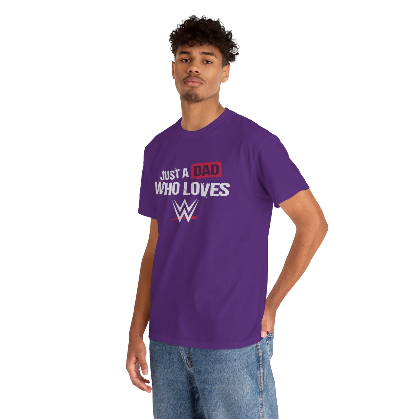 Just a Dad Who Loves WWE Tee | Unisex Heavy Cotton Shirt, Father’s Day Gift, Dad Shirt, Wrestling Fan Apparel, Gift for Dads