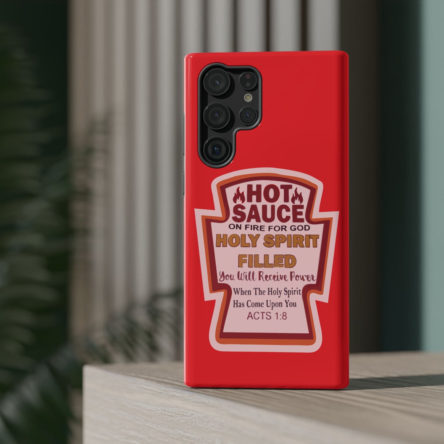 Holy Spirit Hot Sauce Phone Cases - Impact-Resistant, Christian Gift, Spiritual Reminder, Unique Design, Faith-Based Accessory