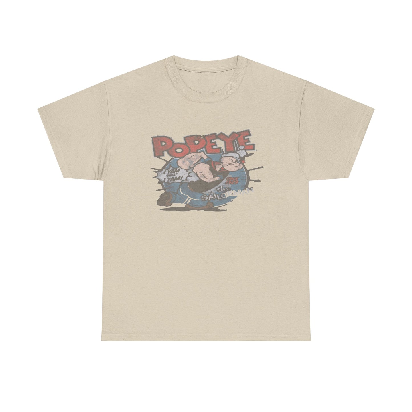 Popeye Illustration Unisex Heavy Cotton Tee, Cartoon T-Shirt, Gift for Fans, Casual Wear, Retro Design, Comfortable Top