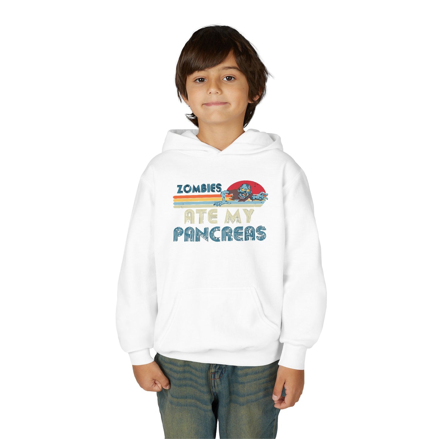 Youth Zombies Ate My Pancreas Hooded Sweatshirt, Funny Youth Hoodie, Gift for Teens, Halloween Apparel, Casual Wear, Nerd Culture Clothing