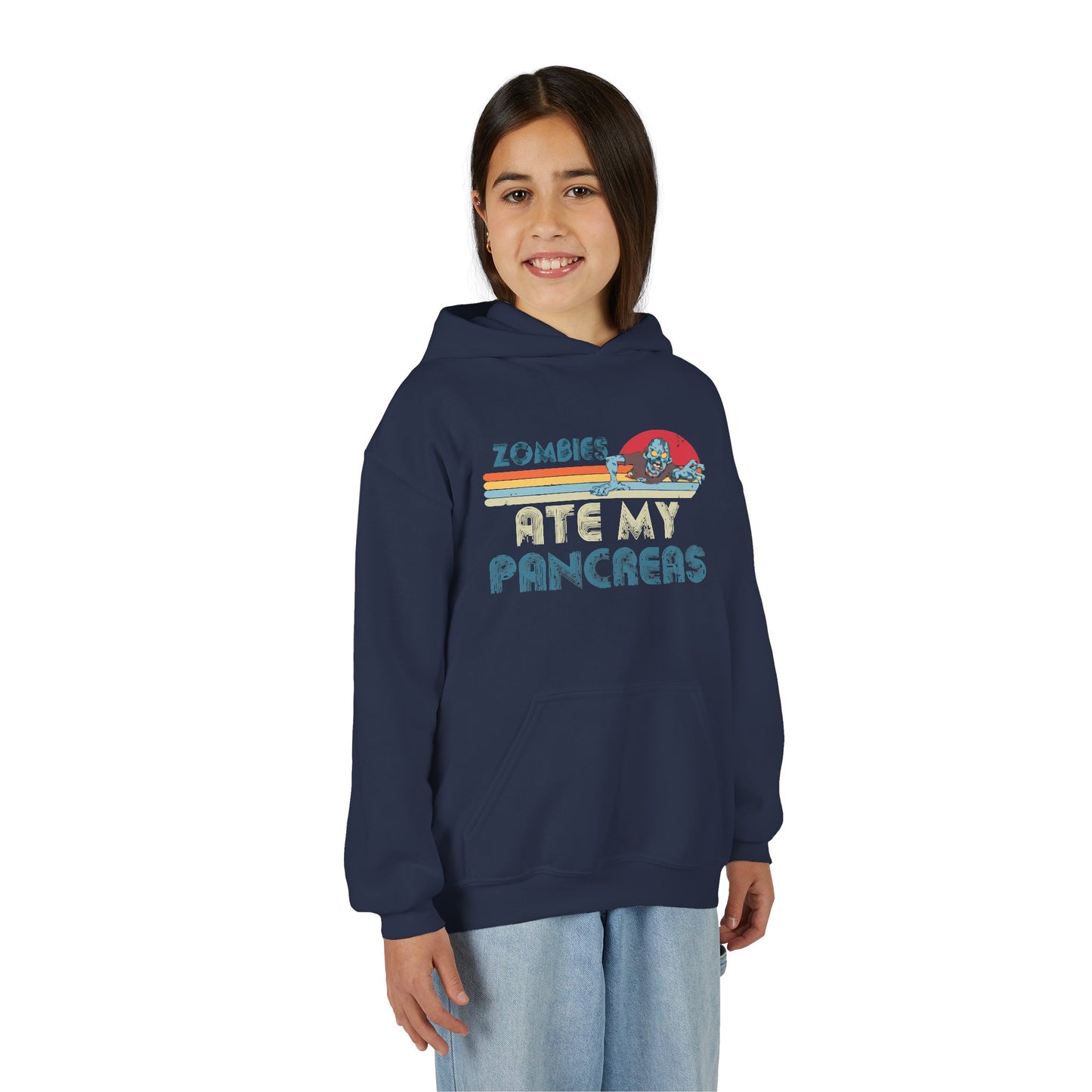 Youth Zombies Ate My Pancreas Hooded Sweatshirt, Funny Youth Hoodie, Gift for Teens, Halloween Apparel, Casual Wear, Nerd Culture Clothing