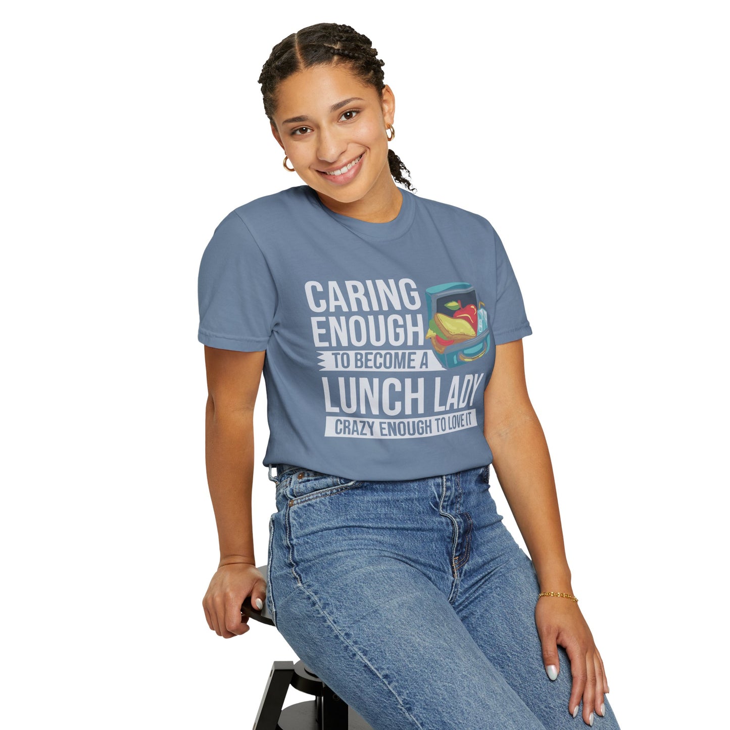Lunch Lady Humor Unisex T-Shirt, Caring Enough to Become a Lunch Lady, Teacher Gift, Appreciation Gift, Funny T-Shirt, School Staff Tee