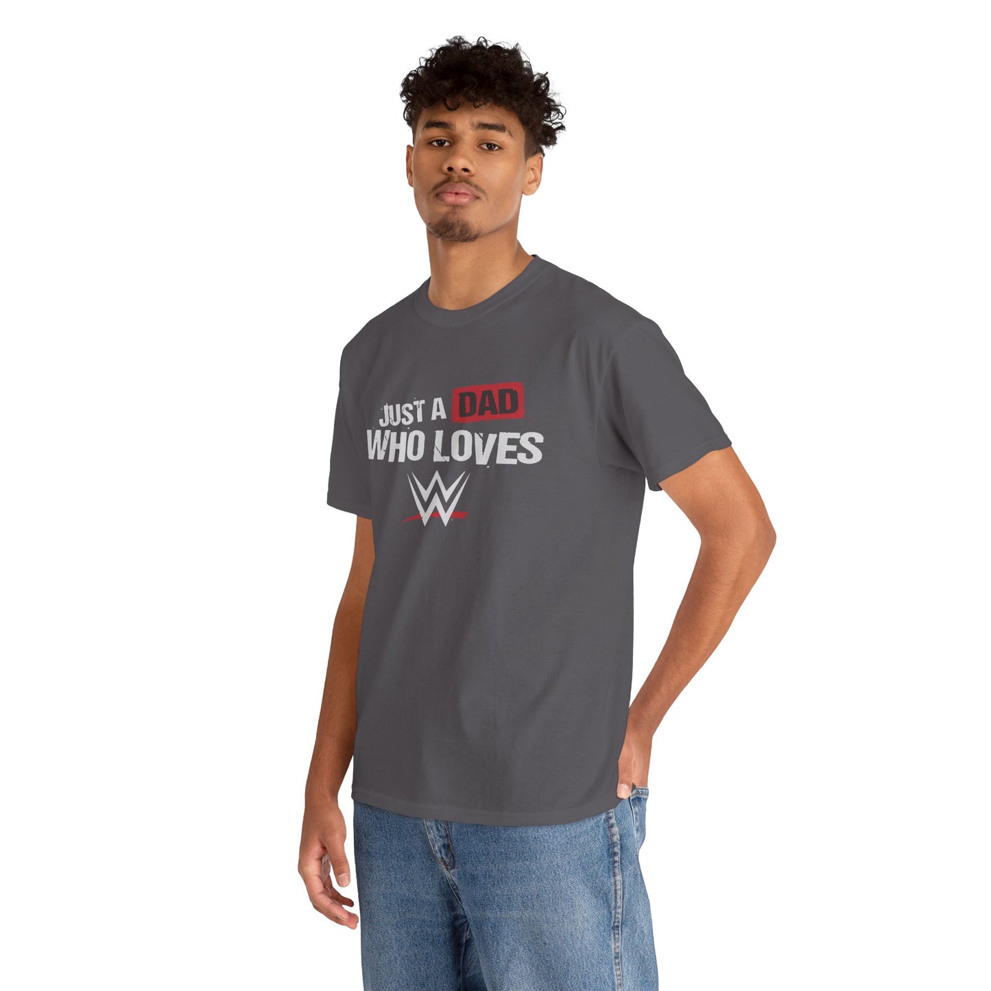 Just a Dad Who Loves WWE Tee | Unisex Heavy Cotton Shirt, Father’s Day Gift, Dad Shirt, Wrestling Fan Apparel, Gift for Dads