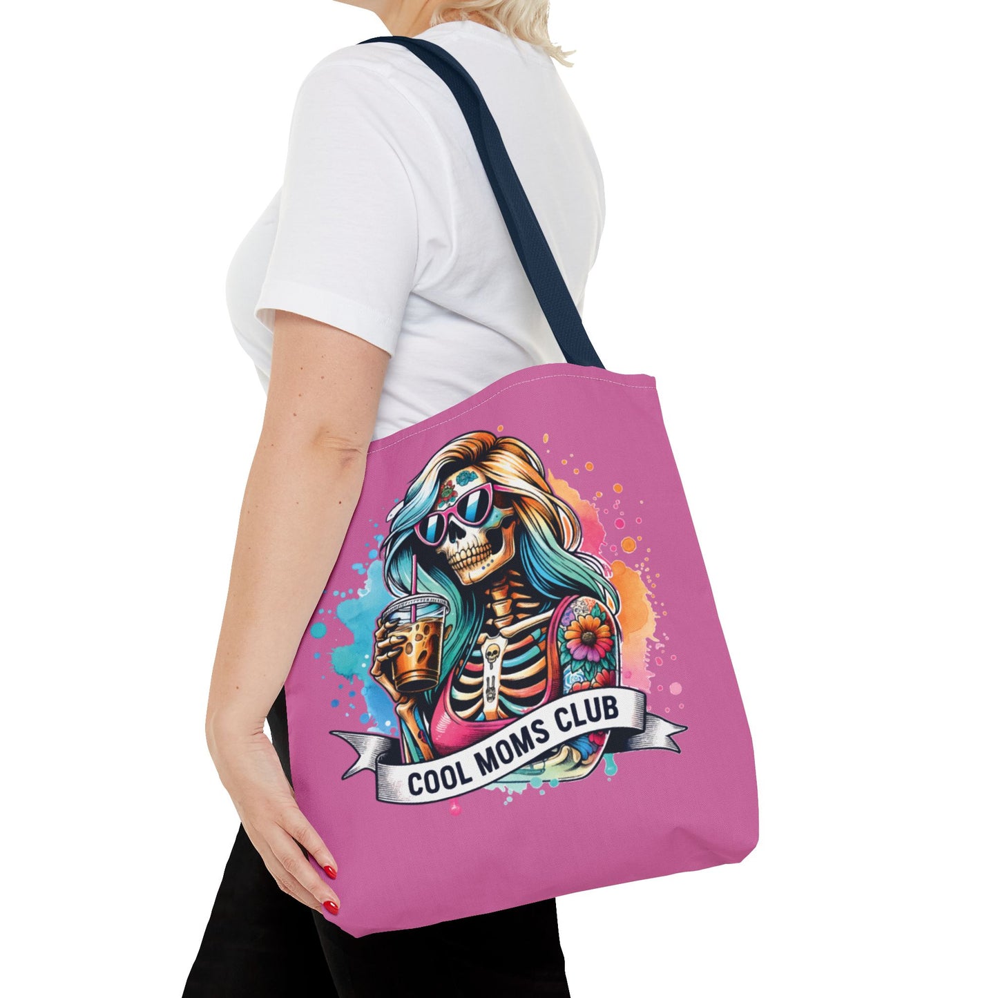 Cool Moms Club Tote Bag, Fun Tote, Sisterhood Gift, Beach Bag, Halloween Accessory, Colorful Shoulder Bag