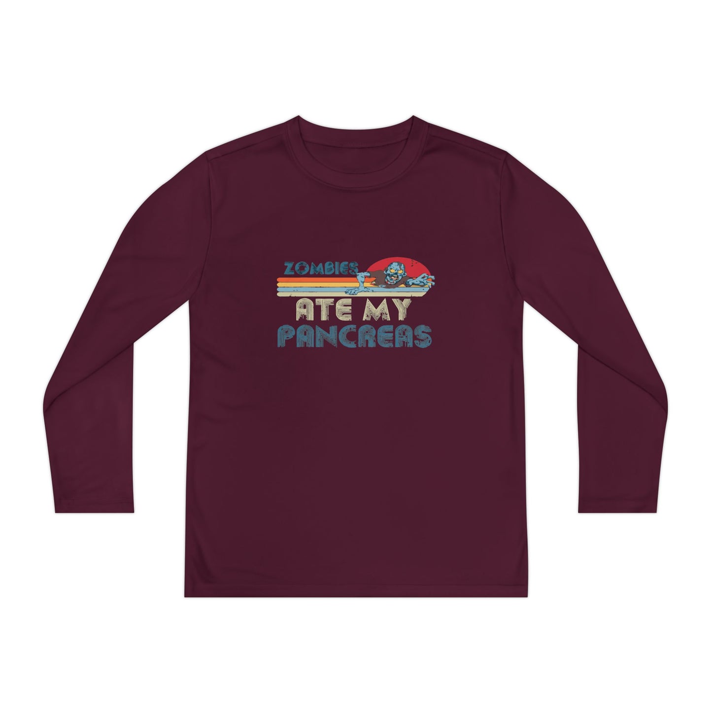 Youth Long Sleeve Funny Tee - Zombies Eat My Pancreas, Gift for Kids, Birthday Shirt, Humor Apparel, Summer Fashion