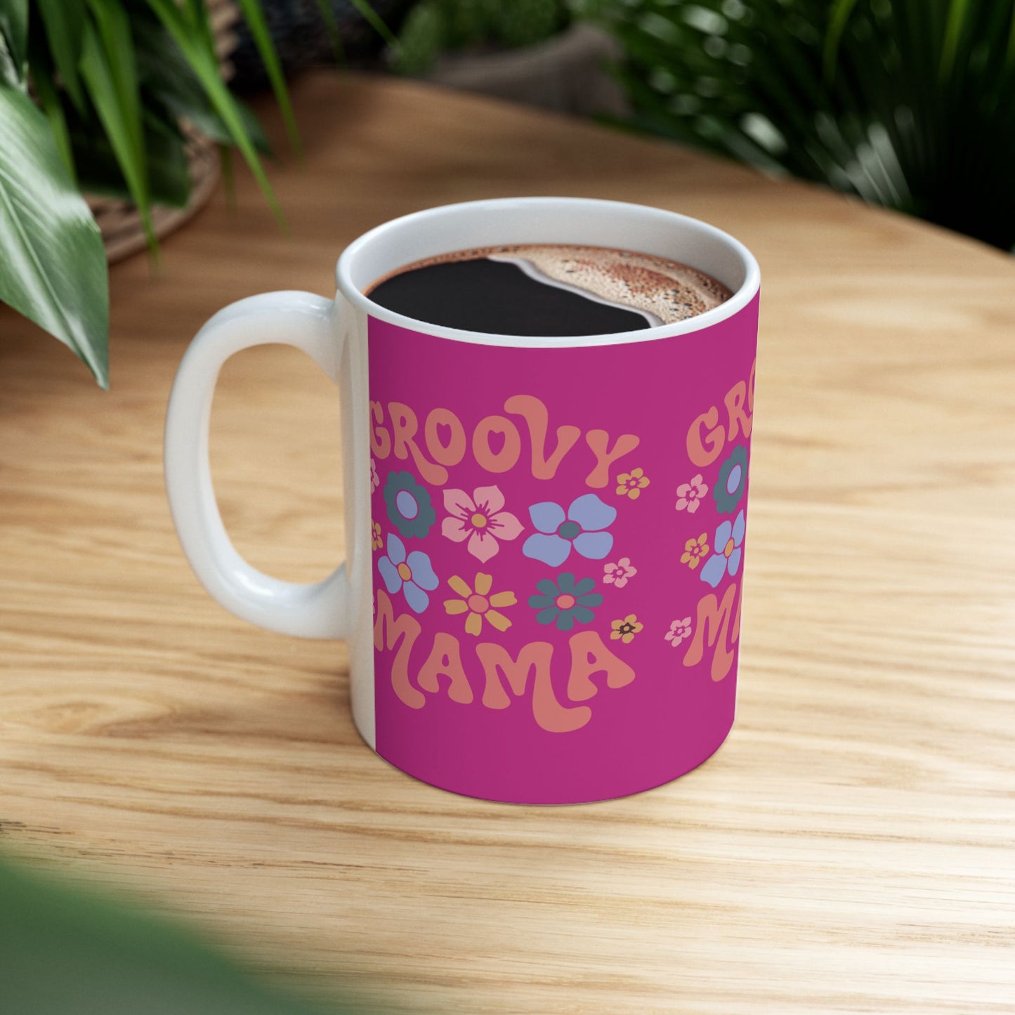Groovy Mama Ceramic Mug - Colorful Floral Design, Perfect for Mother’s Day or Everyday Use
