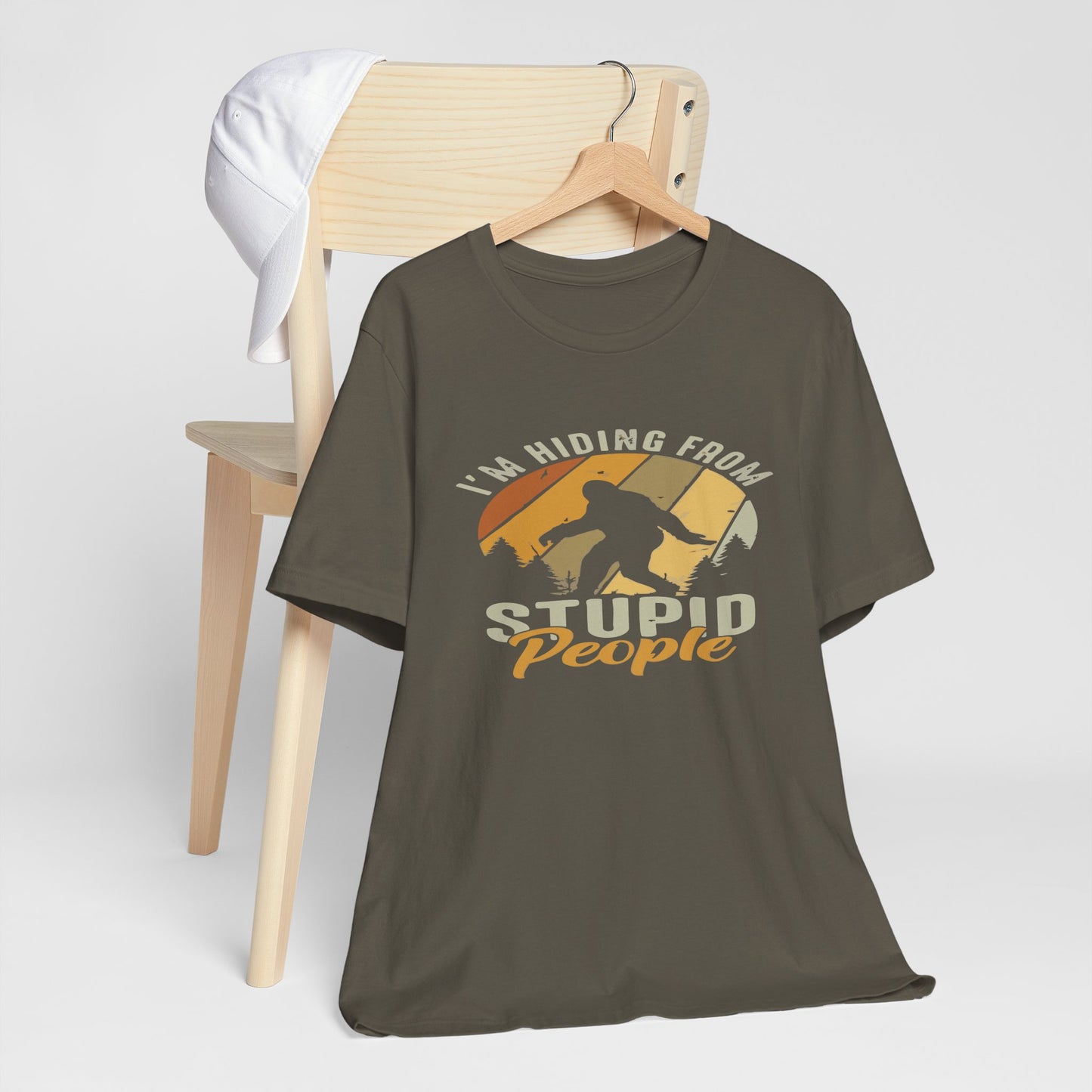 Humorous Unisex Jersey Tee - I’m Hiding From Stupid People, Funny T-Shirt, Casual Wear, Gift for Friends, Summer Outfit, Quirky Humor