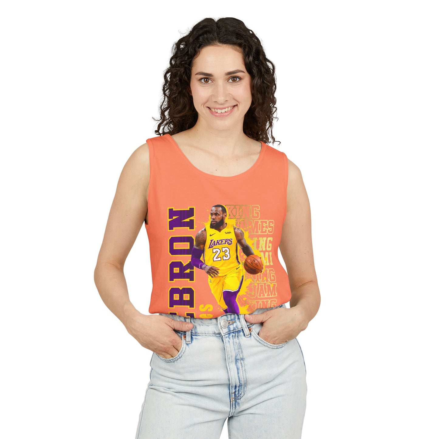 LeBron James Unisex Garment-Dyed Tank Top, Basketball Apparel, Sportswear, Summer Outfit, Fan Gear