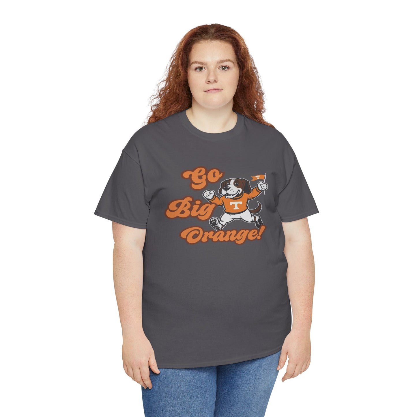Go Big Orange Unisex Heavy Cotton Tee, Sports Fan Shirt, Casual Wear, College Game Day Top, Gift for Sports Enthusiasts