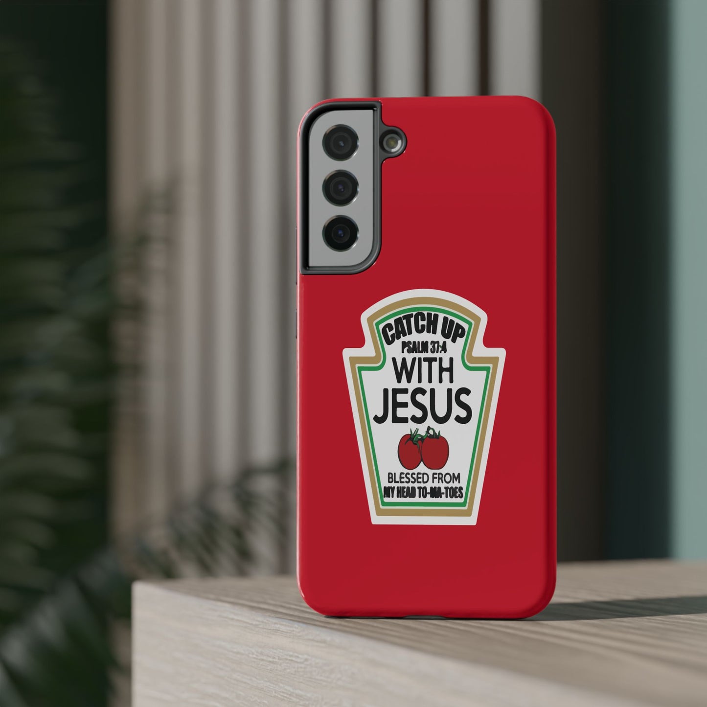 Fun Christian Phone Case, Catch Up with Jesus, Impact-Resistant, Faith-Based Gift, Religious Accessories, Bible Verses