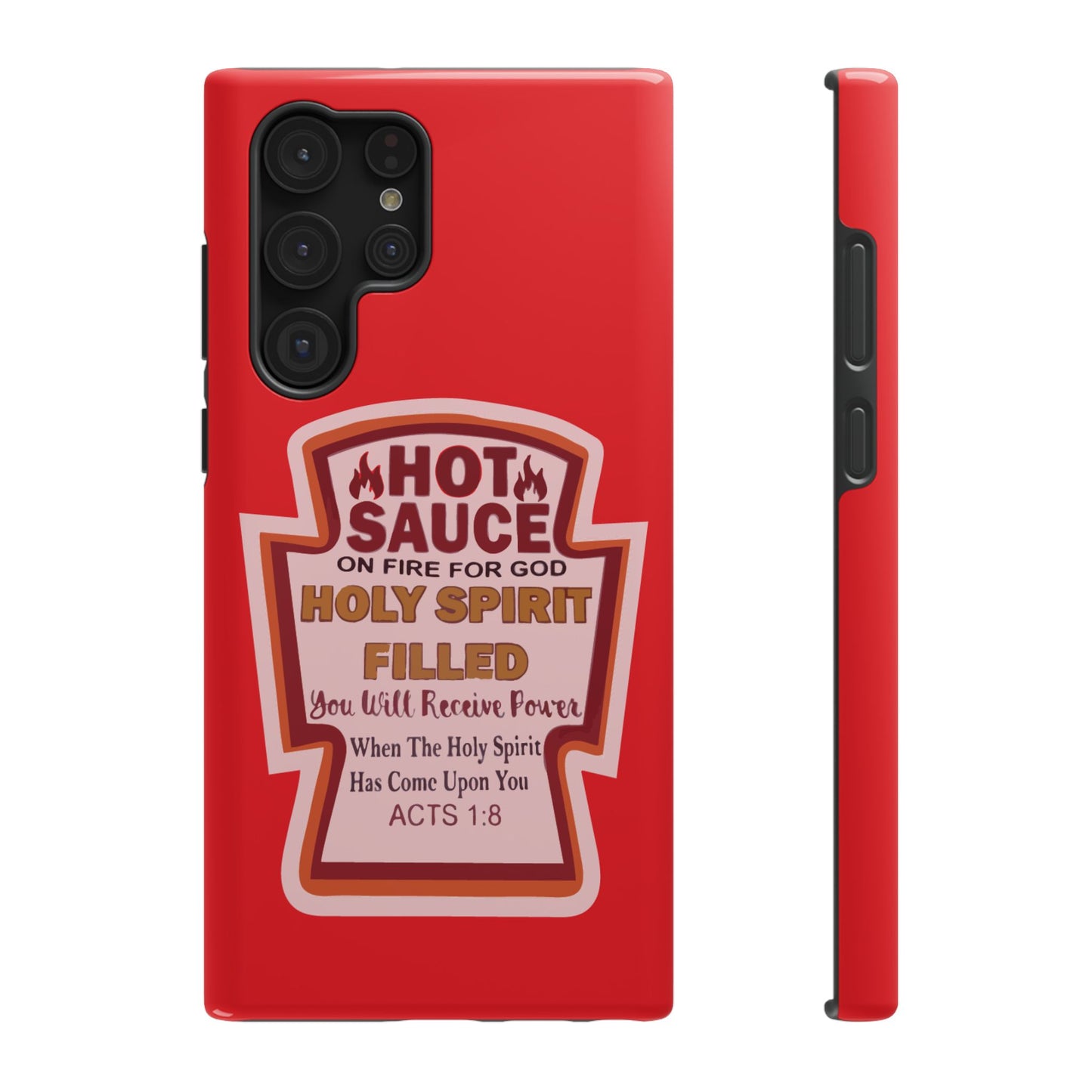 Holy Spirit Hot Sauce Phone Cases - Impact-Resistant, Christian Gift, Spiritual Reminder, Unique Design, Faith-Based Accessory