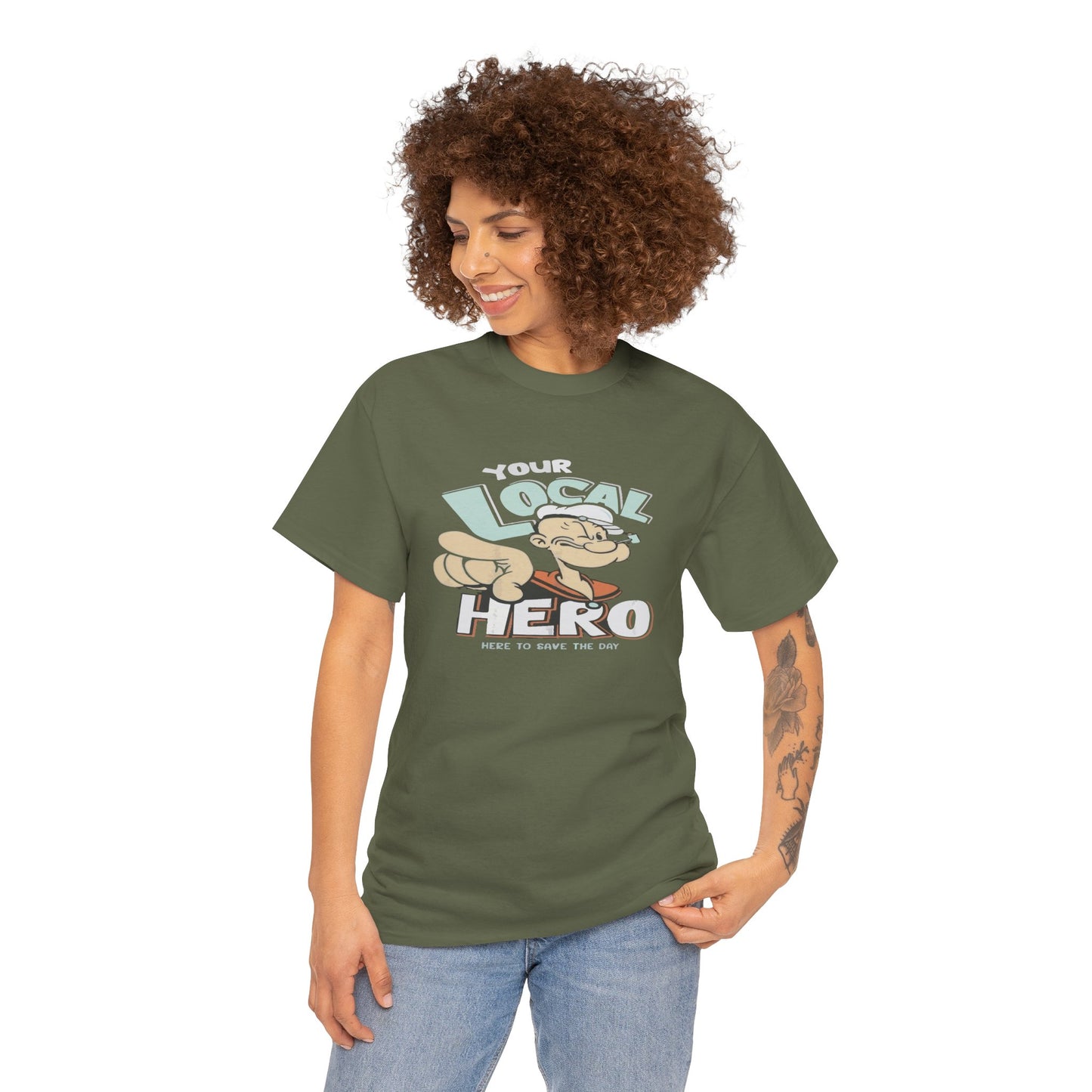 Local Hero Unisex Heavy Cotton Tee | Cool Graphic Tee for Everyday Wear, Gift for Friends, Casual Style, Birthday Gift, Gift for Heroes