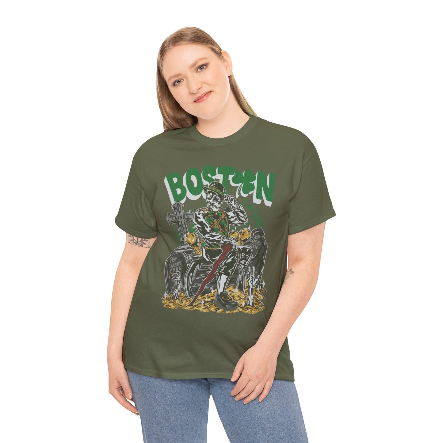 Boston Graphic Tee, Unisex Heavy Cotton T-Shirt, Vintage Boston Shirt, Irish Pride Apparel, St. Patrick's Day Gift, Casual Wear