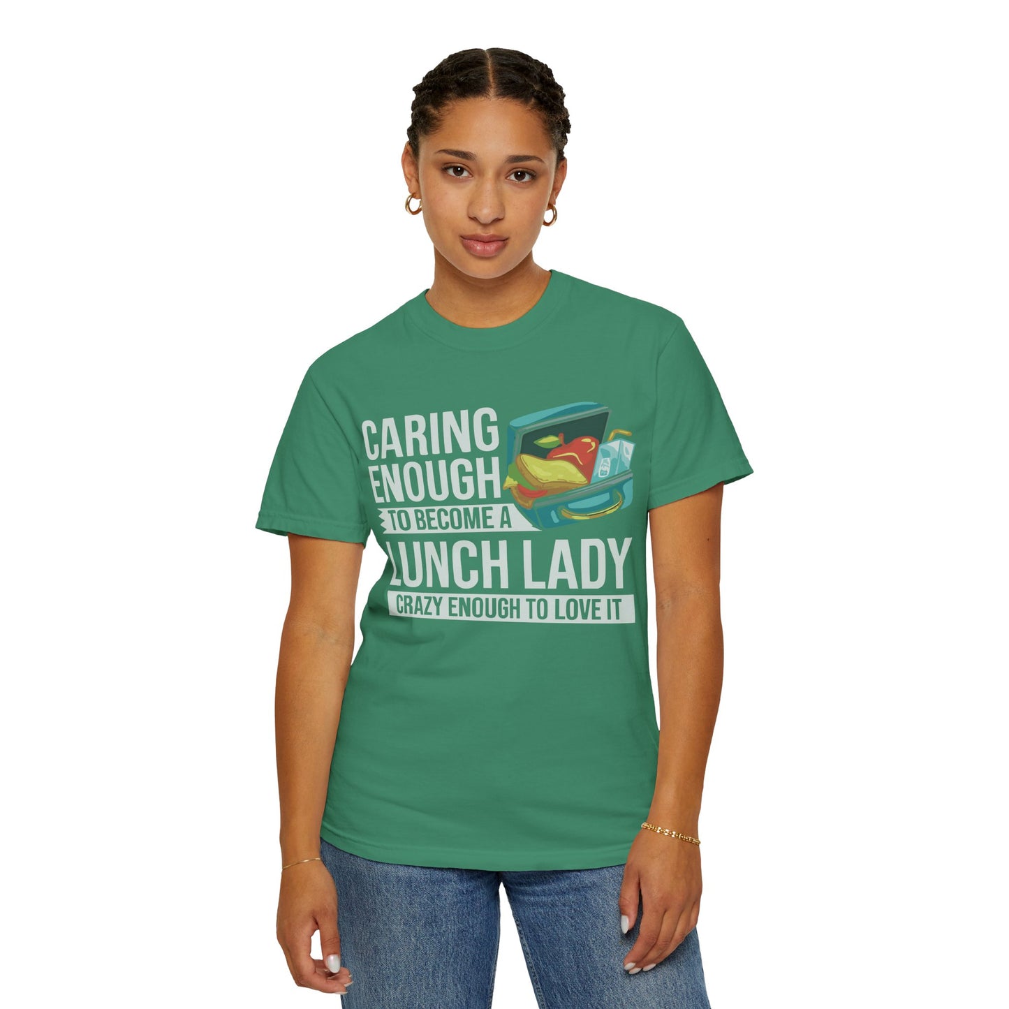 Lunch Lady Humor Unisex T-Shirt, Caring Enough to Become a Lunch Lady, Teacher Gift, Appreciation Gift, Funny T-Shirt, School Staff Tee
