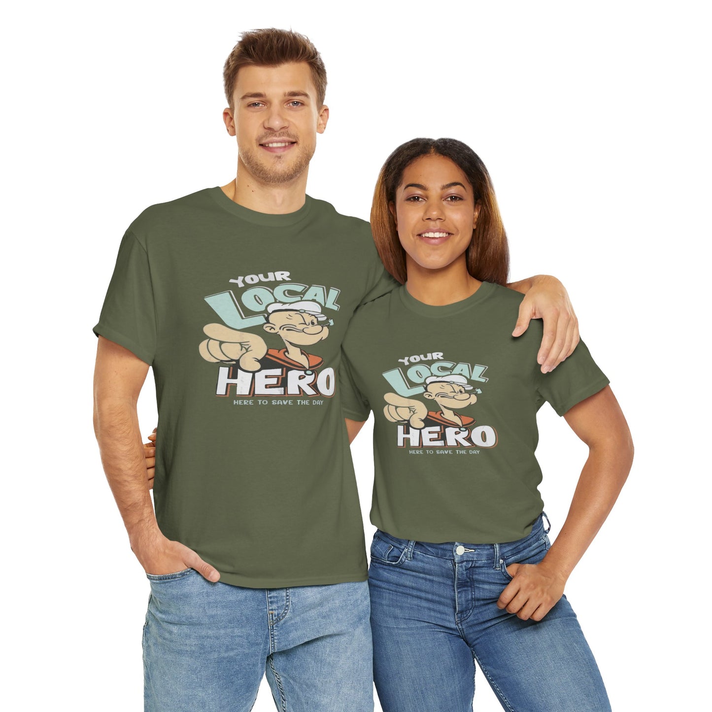 Local Hero Unisex Heavy Cotton Tee | Cool Graphic Tee for Everyday Wear, Gift for Friends, Casual Style, Birthday Gift, Gift for Heroes