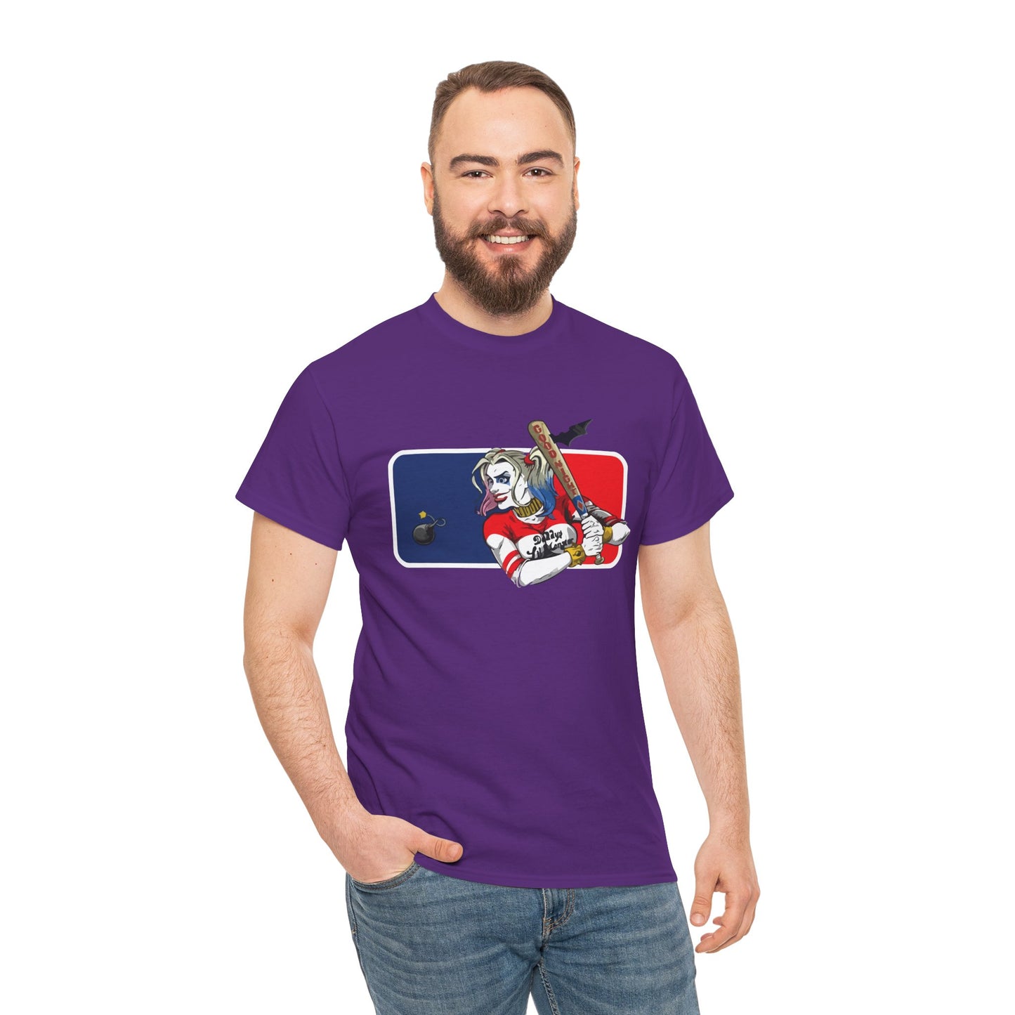 Unisex Baseball Graphic Tee - Harley Quinn DC Casual Wear for Sports Lovers
