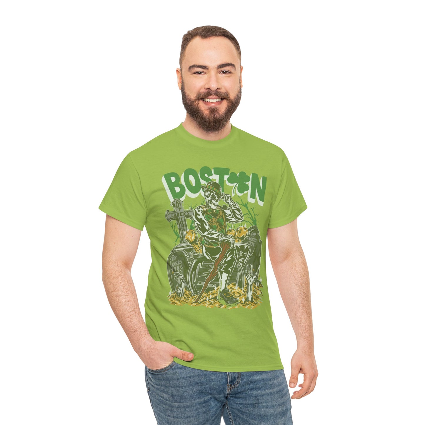 Boston Graphic Tee, Unisex Heavy Cotton T-Shirt, Vintage Boston Shirt, Irish Pride Apparel, St. Patrick's Day Gift, Casual Wear