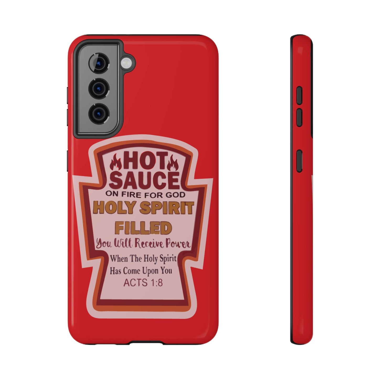 Holy Spirit Hot Sauce Phone Cases - Impact-Resistant, Christian Gift, Spiritual Reminder, Unique Design, Faith-Based Accessory