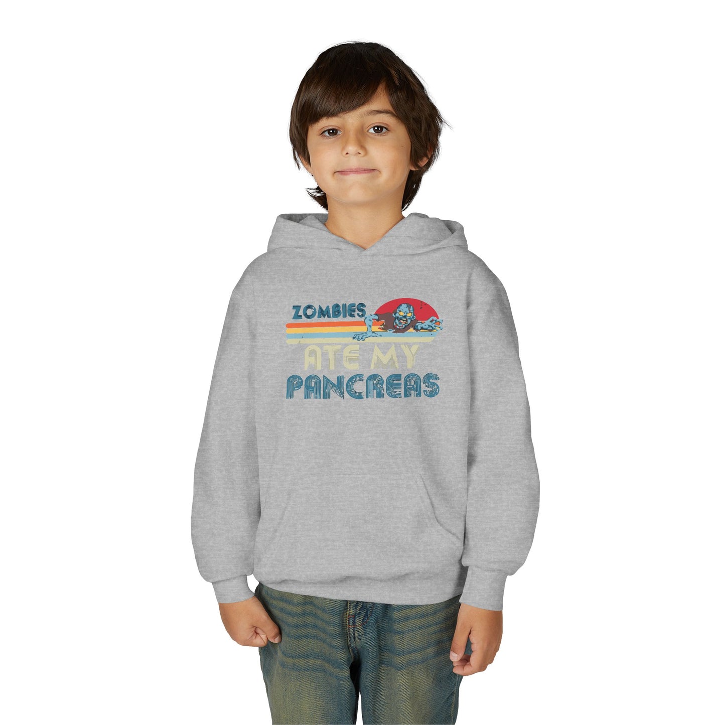 Youth Zombies Ate My Pancreas Hooded Sweatshirt, Funny Youth Hoodie, Gift for Teens, Halloween Apparel, Casual Wear, Nerd Culture Clothing