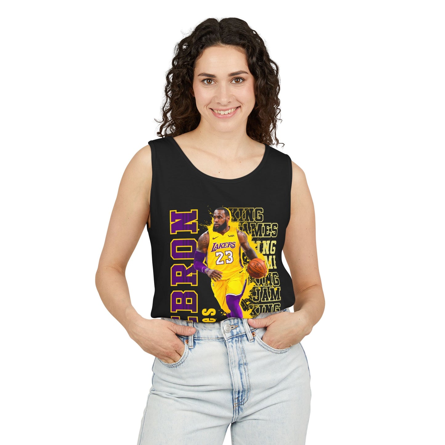 LeBron James Unisex Garment-Dyed Tank Top, Basketball Apparel, Sportswear, Summer Outfit, Fan Gear