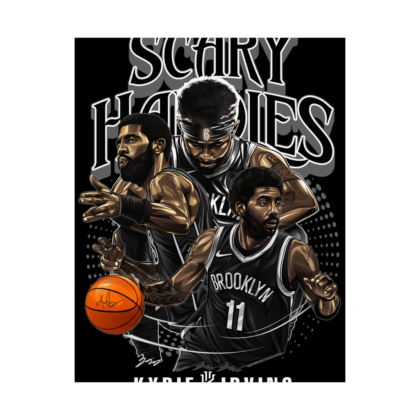 Basketball Wall Art Poster, Scary Hardies, Matte Vertical Print, Sports Decor, Gift for Fans, Home & Office Decoration