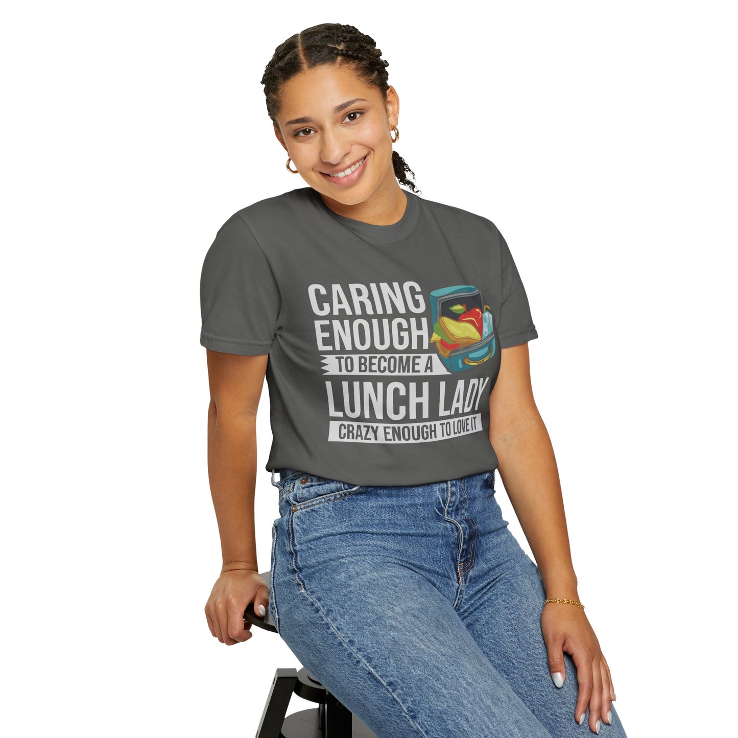 Lunch Lady Humor Unisex T-Shirt, Caring Enough to Become a Lunch Lady, Teacher Gift, Appreciation Gift, Funny T-Shirt, School Staff Tee
