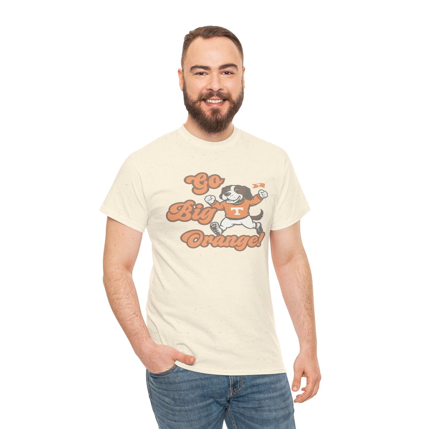 Go Big Orange Unisex Heavy Cotton Tee, Sports Fan Shirt, Casual Wear, College Game Day Top, Gift for Sports Enthusiasts