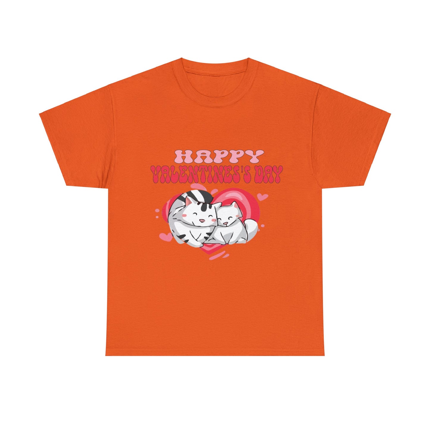 Happy Valetine Day Cats Unisex Heavy Cotton Tee