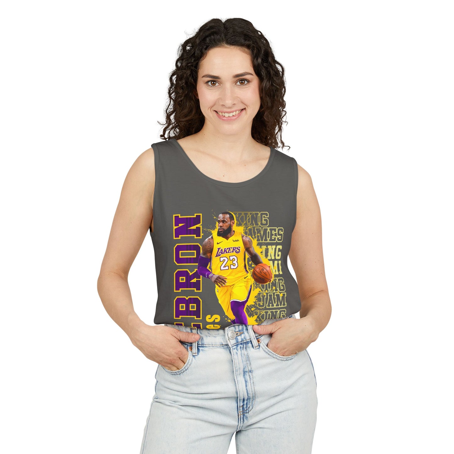 LeBron James Unisex Garment-Dyed Tank Top, Basketball Apparel, Sportswear, Summer Outfit, Fan Gear