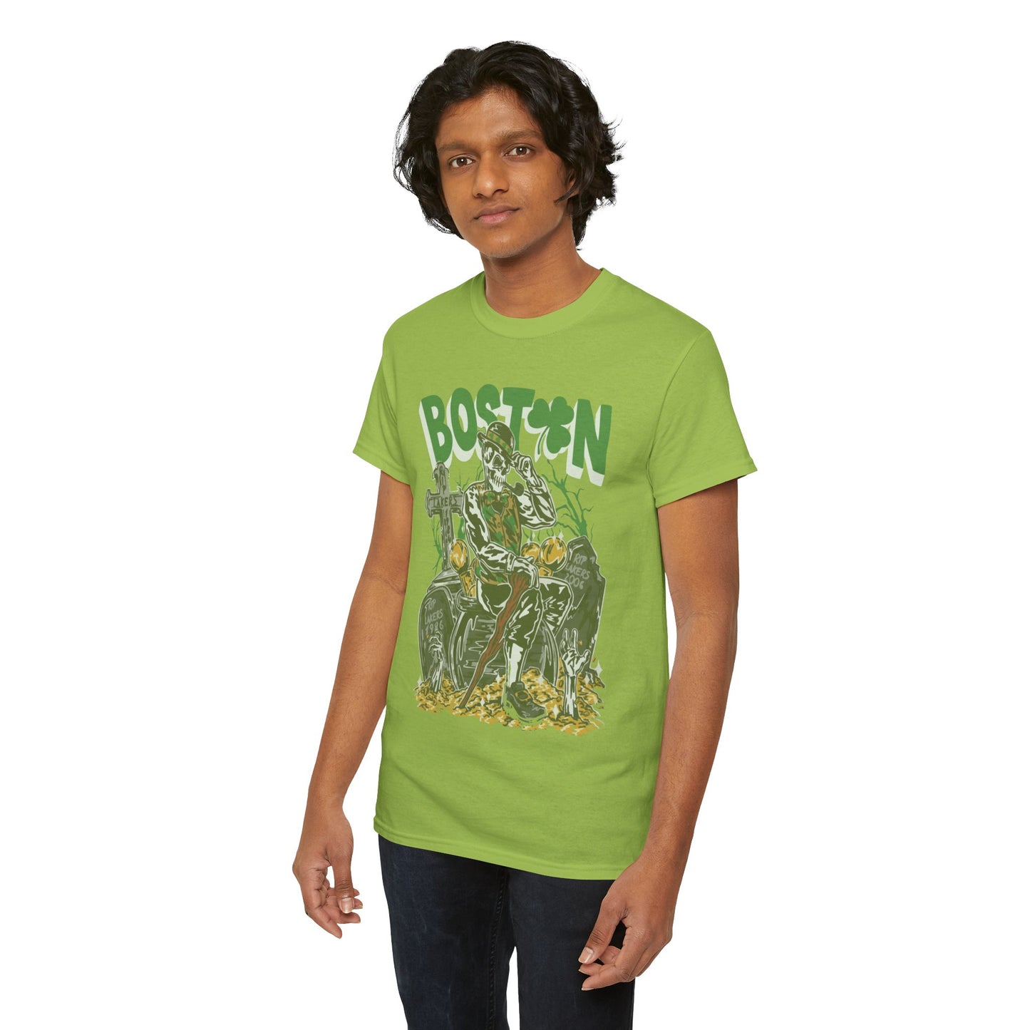 Boston Graphic Tee, Unisex Heavy Cotton T-Shirt, Vintage Boston Shirt, Irish Pride Apparel, St. Patrick's Day Gift, Casual Wear