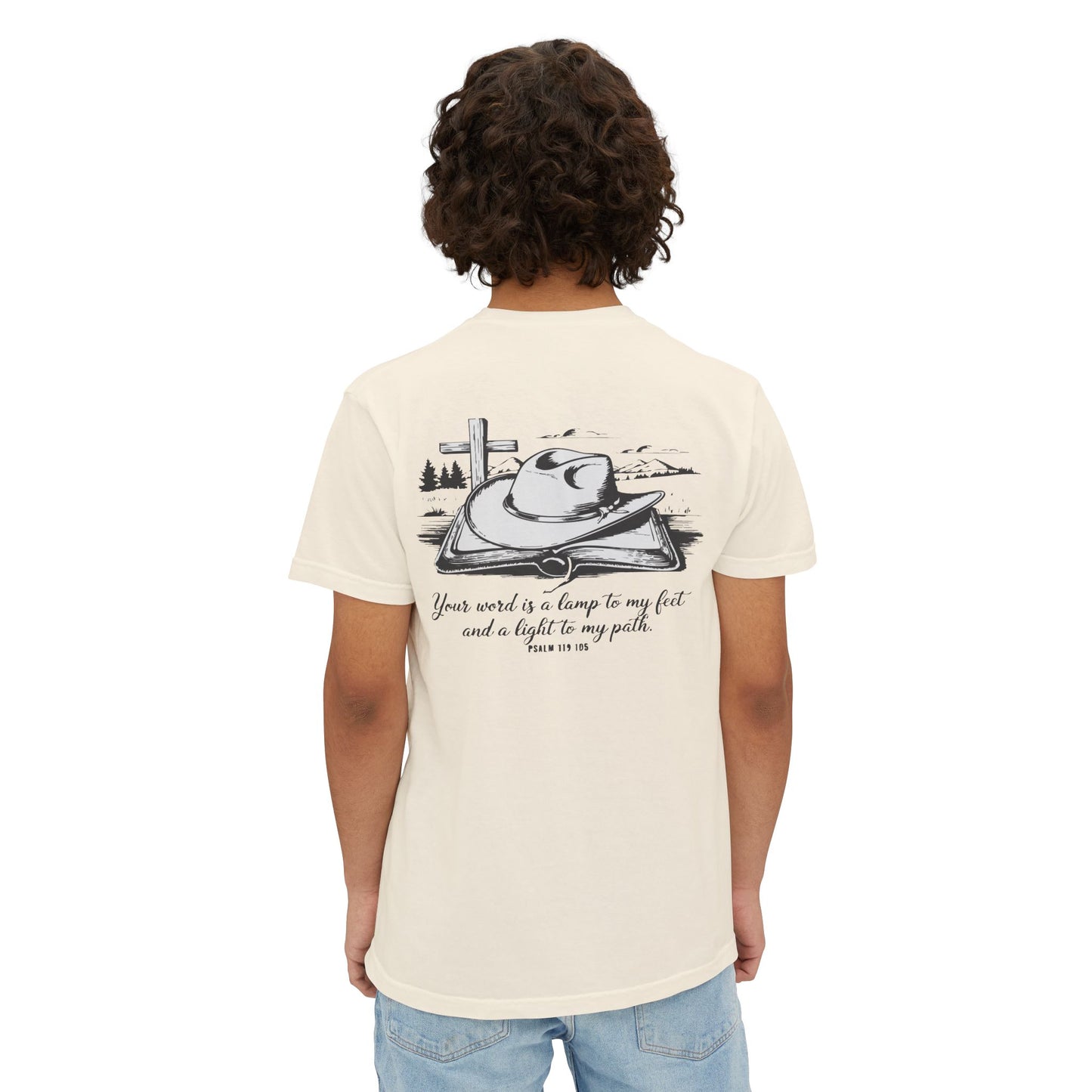 Faith-Inspired Pocket T-Shirt with Uplifting Bible Verse