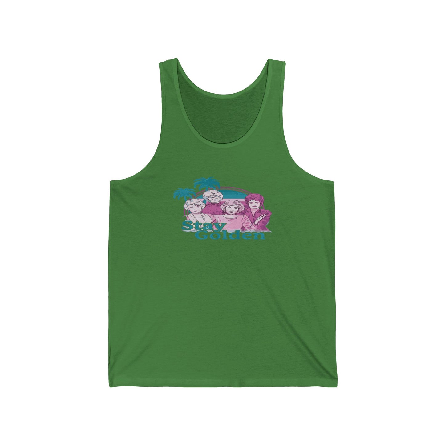 Stay Golden Unisex Jersey Tank Top – Summer Vibes, Tropical Design for Beach Lovers