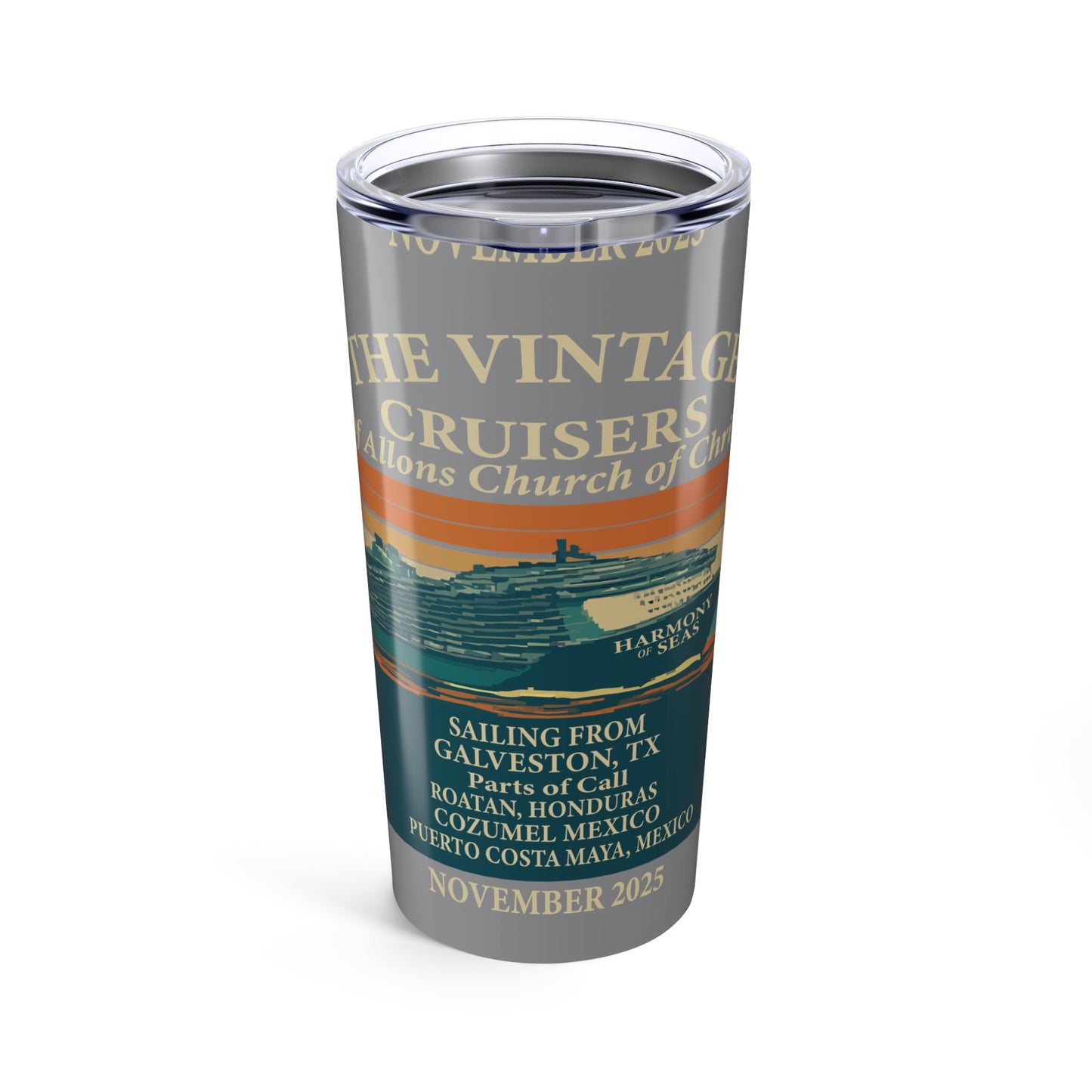Vintage Cruise Ship Tumbler 20oz, Personalized Travel Mug, Nautical Travel Cup, Gifts for Travelers, Sailing Souvenir