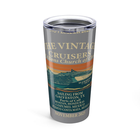 Vintage Cruise Ship Tumbler 20oz, Personalized Travel Mug, Nautical Travel Cup, Gifts for Travelers, Sailing Souvenir