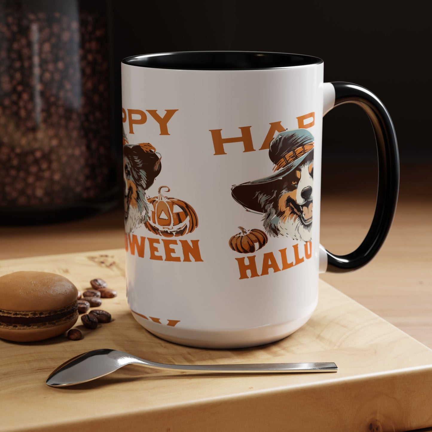 Halloween Dog Mug with Pumpkin Design, Cute Pet Lover Gift, Coffee Ceramic Cup for Fall, Spooky Season Decor, Happy Halloween