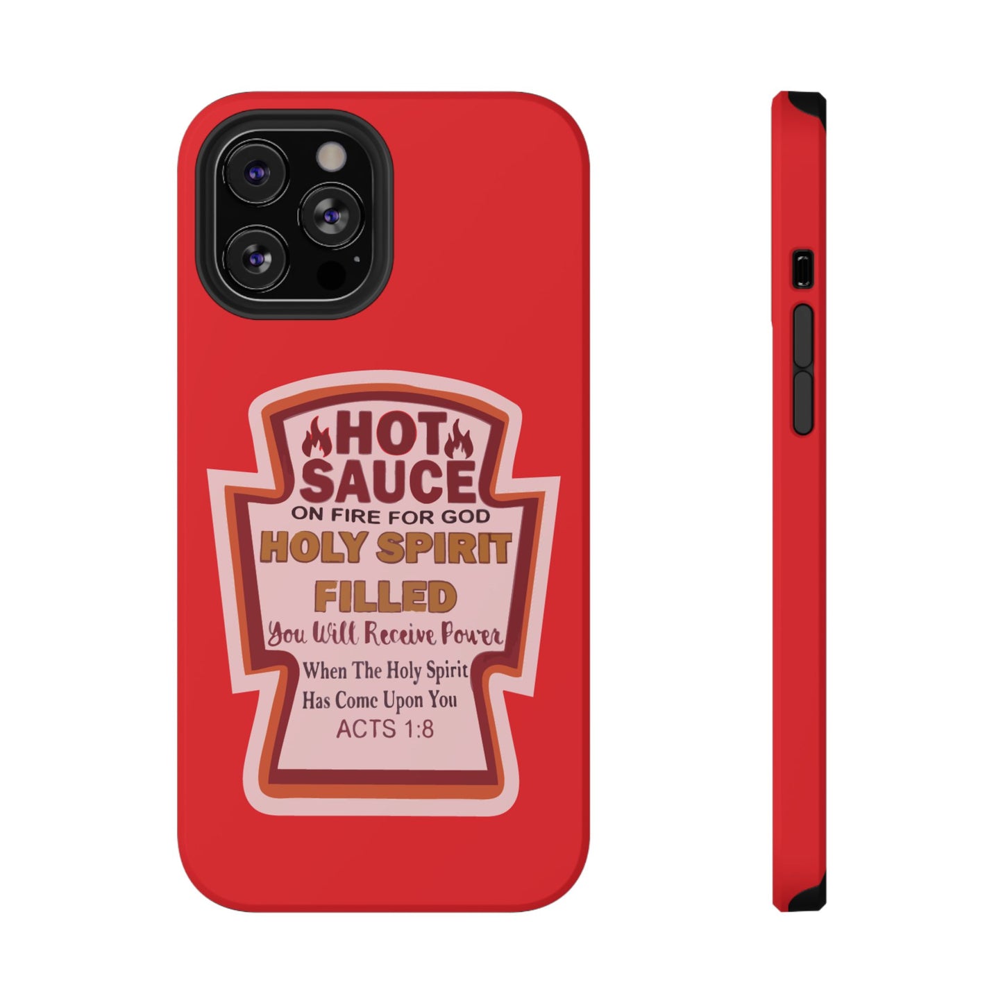 Holy Spirit Hot Sauce Phone Cases - Impact-Resistant, Christian Gift, Spiritual Reminder, Unique Design, Faith-Based Accessory