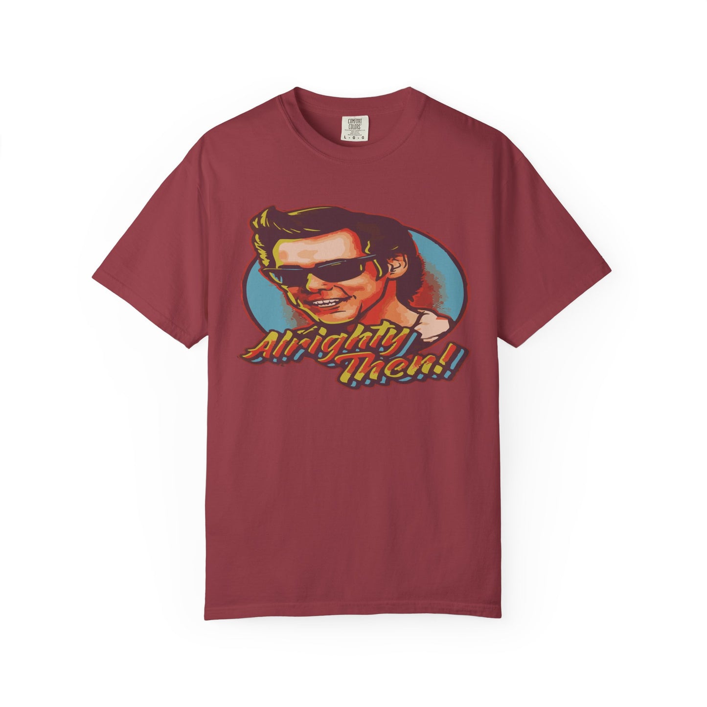 Retro Graphic T-Shirt, Unisex Garment-Dyed Tee, Vintage Style Shirt, Alright Men! Humor Top, Casual Apparel for All Occasions