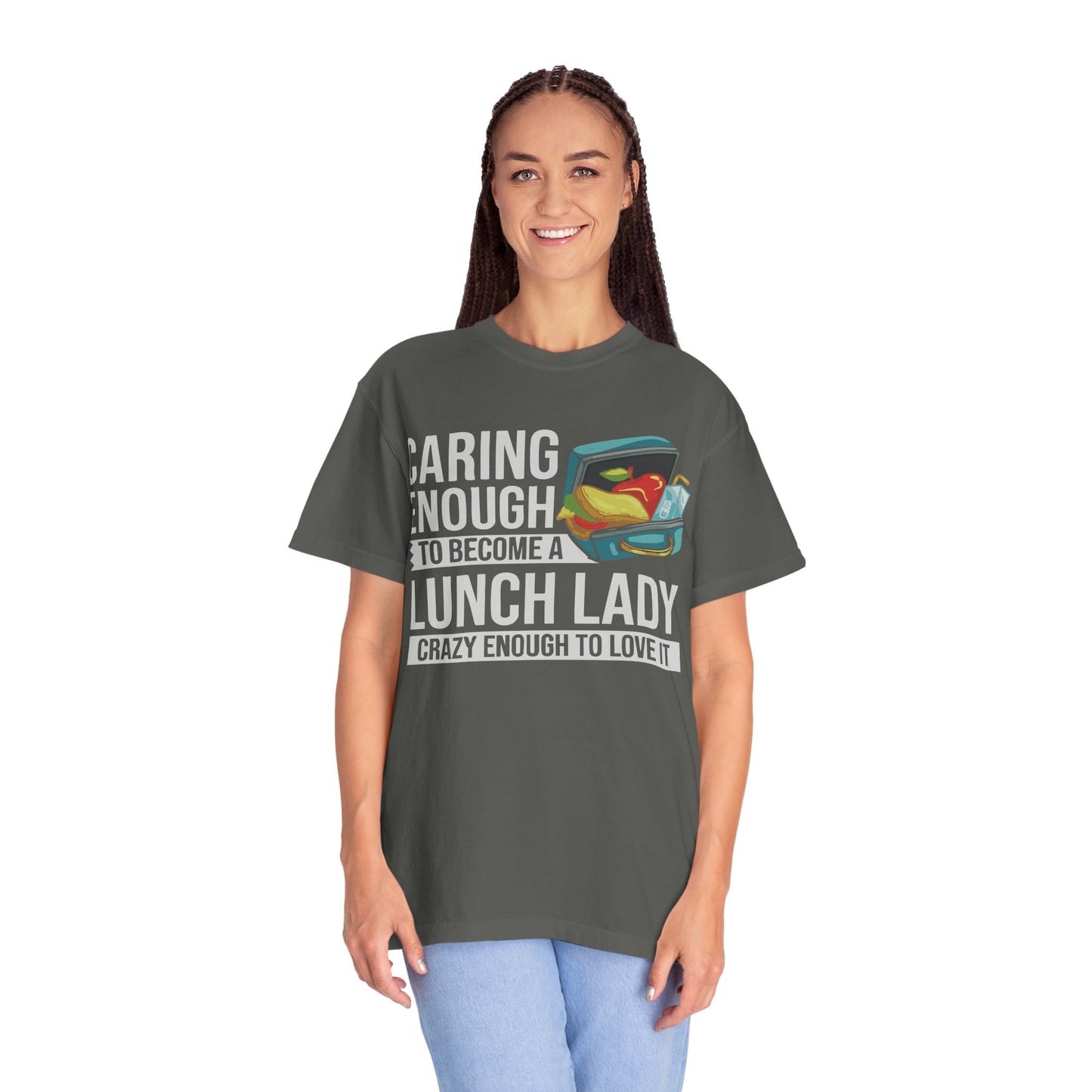 Lunch Lady Humor Unisex T-Shirt, Caring Enough to Become a Lunch Lady, Teacher Gift, Appreciation Gift, Funny T-Shirt, School Staff Tee