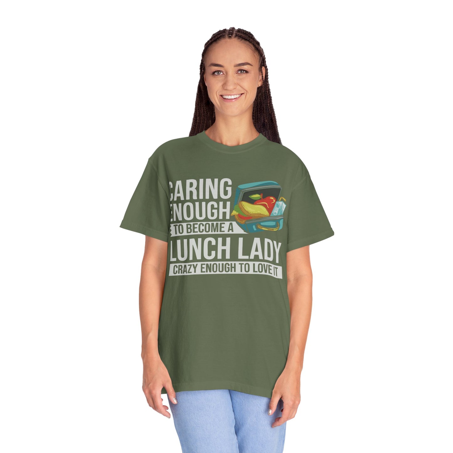 Lunch Lady Humor Unisex T-Shirt, Caring Enough to Become a Lunch Lady, Teacher Gift, Appreciation Gift, Funny T-Shirt, School Staff Tee
