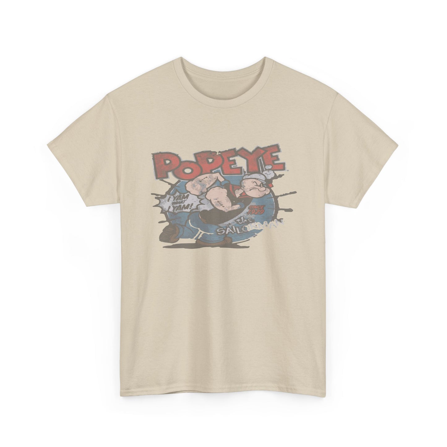 Popeye Illustration Unisex Heavy Cotton Tee, Cartoon T-Shirt, Gift for Fans, Casual Wear, Retro Design, Comfortable Top