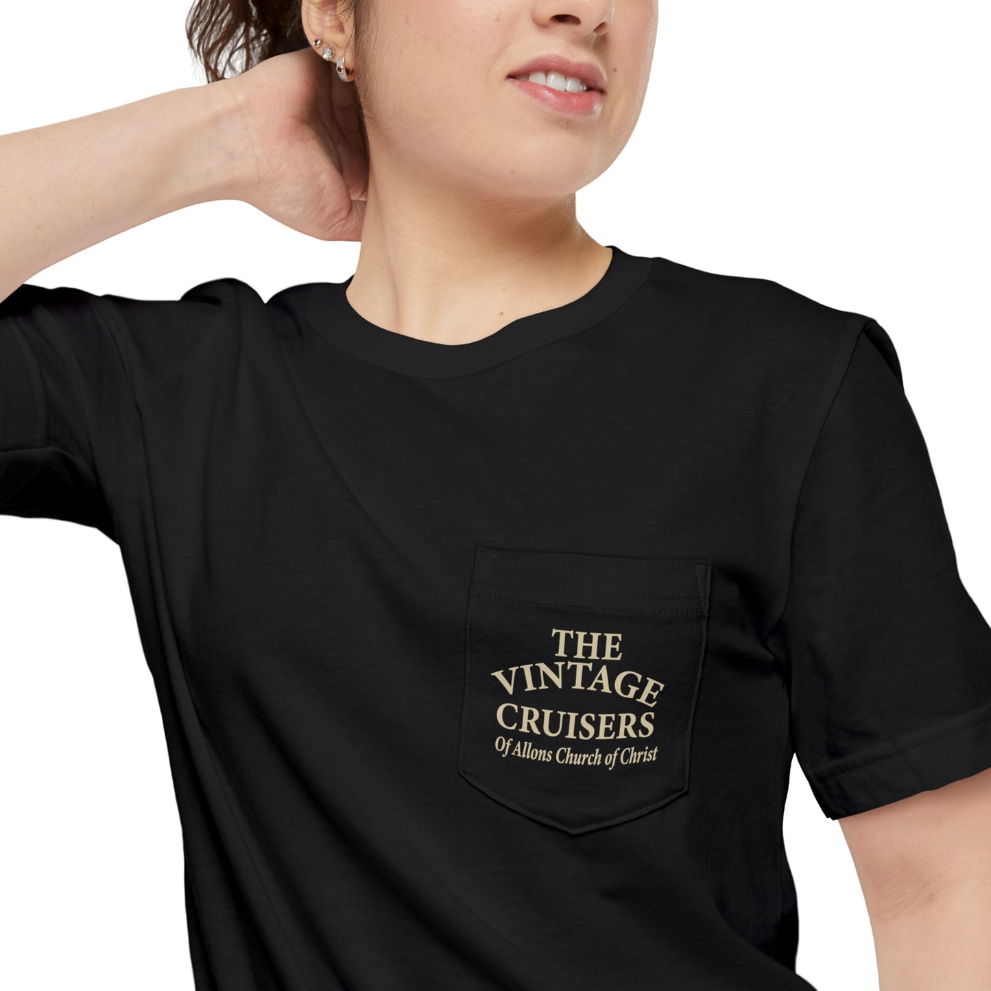 Retro Allons Church of Christ Pocket T-shirt