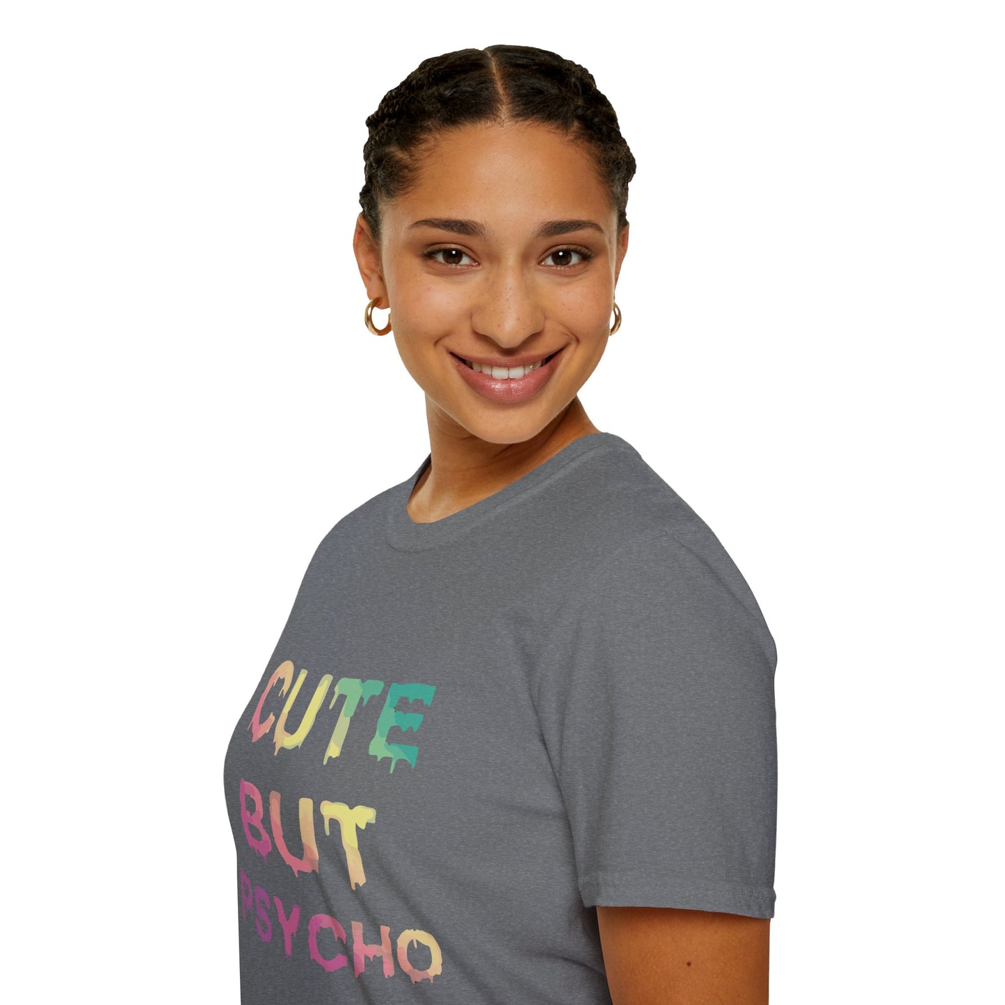 Cute But Psycho Unisex Softstyle T-Shirt, Trendy Graphic Tee, Casual Fashion, Gift for Friends, Everyday Wear, Birthday Present