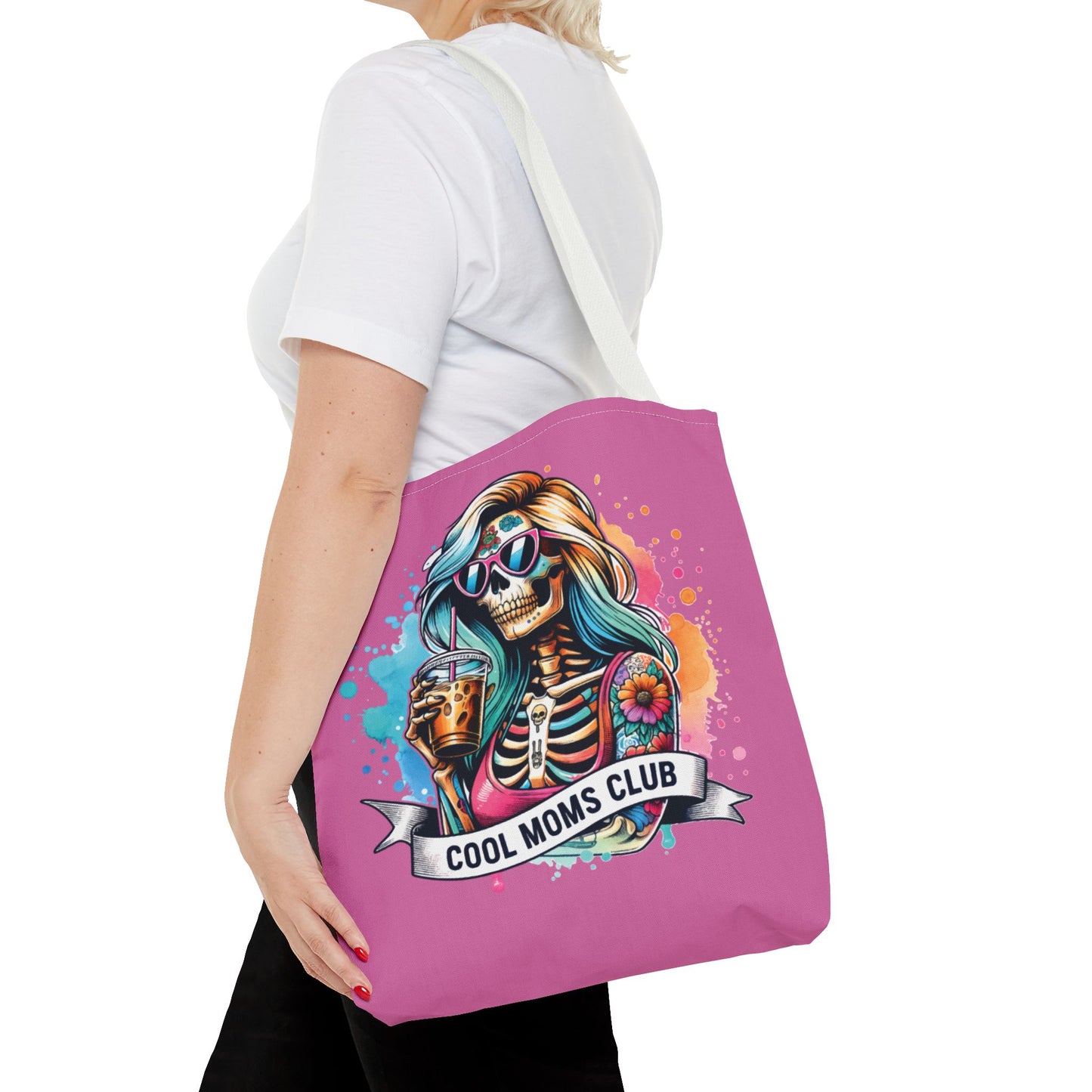 Cool Moms Club Tote Bag, Fun Tote, Sisterhood Gift, Beach Bag, Halloween Accessory, Colorful Shoulder Bag