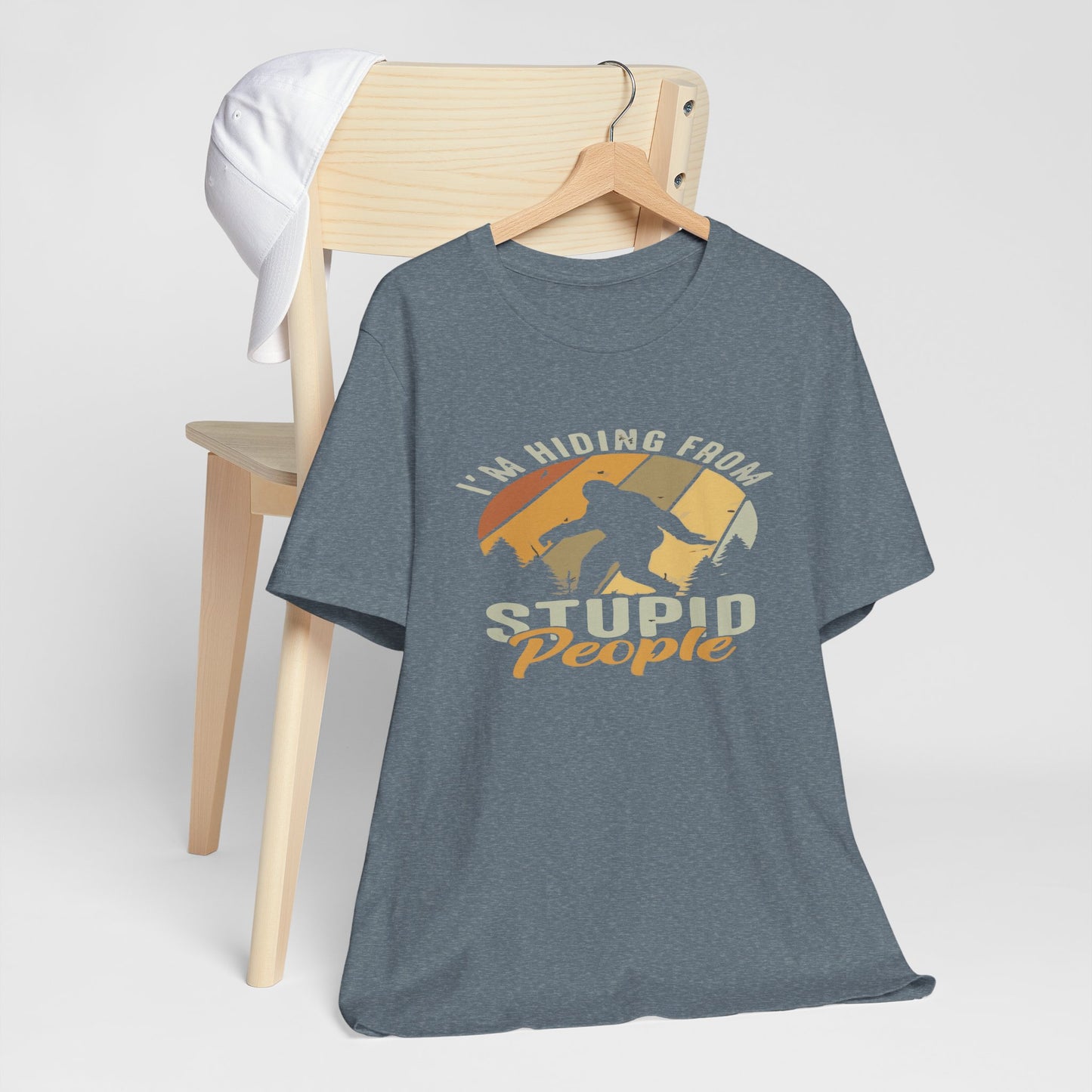 Humorous Unisex Jersey Tee - I’m Hiding From Stupid People, Funny T-Shirt, Casual Wear, Gift for Friends, Summer Outfit, Quirky Humor