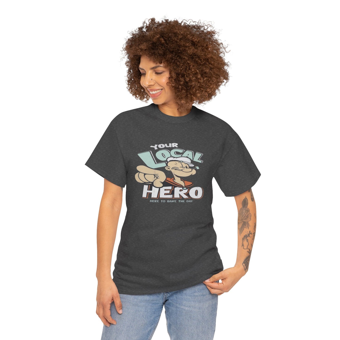 Local Hero Unisex Heavy Cotton Tee | Cool Graphic Tee for Everyday Wear, Gift for Friends, Casual Style, Birthday Gift, Gift for Heroes