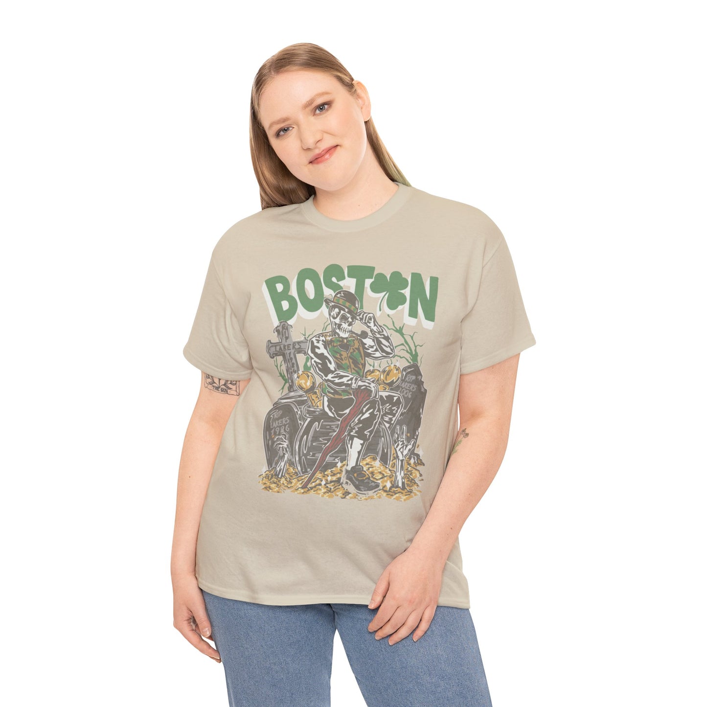 Boston Graphic Tee, Unisex Heavy Cotton T-Shirt, Vintage Boston Shirt, Irish Pride Apparel, St. Patrick's Day Gift, Casual Wear