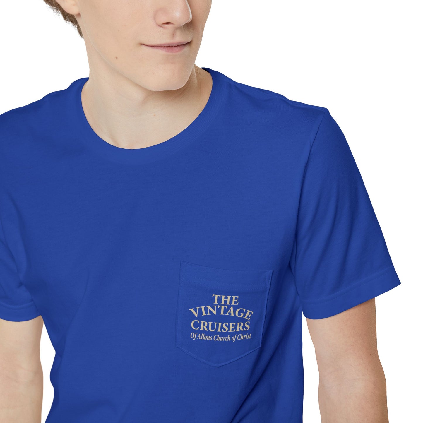 Retro Allons Church of Christ Pocket T-shirt